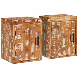 vidaXL Nachtkastje 2 pcs Bruin 35 x 33 x 48 cm Massief gerecycled hout