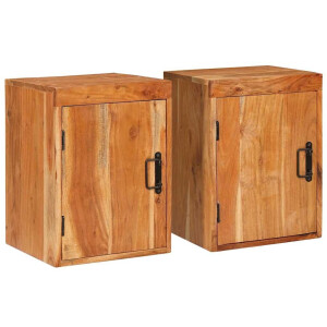 vidaXL Nachtkastje 2 pcs Bruin 35 x 33 x 48 cm Massief Hout Acacia