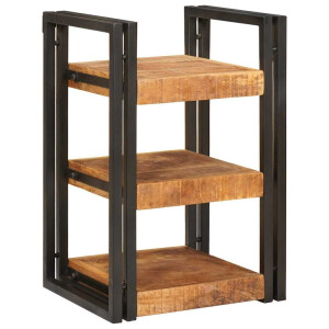 vidaXL Nachtkastje Bruin en zwart 38 x 33 x 58 cm Massief Mango Hout