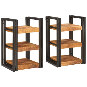 vidaXL Nachtkastje 2 pcs Bruin en zwart Massief Mango Hout