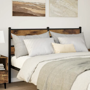 vidaXL Hoofdbord 140 cm ijzer en bewerkt hout gerookt eikenkleurig