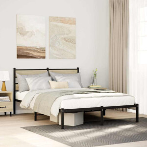 vidaXL Bedframe zonder matras metaal sonoma eikenkleurig 135x190 cm
