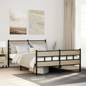 vidaXL Bedframe zonder matras metaal sonoma eikenkleurig 140x200 cm