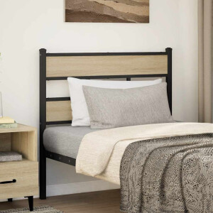 vidaXL Vervangend hoofdbord 90 cm ijzer en bewerkt hout sonoma eikenkleurig