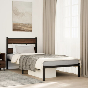 vidaXL Bedframe met hoofdbord zonder matras bruin eikenkleur 80x200 cm
