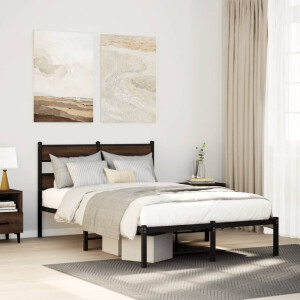 vidaXL Bedframe met hoofdbord zonder matras bruin eiken 120x200 cm