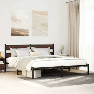 vidaXL Bedframe met hoofdbord zonder matras bruin eiken 180x200 cm