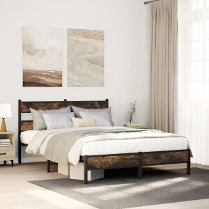 vidaXL Bedframe zonder matras hout gerookt eikenkleurig 100x190 cm
