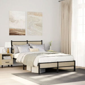 vidaXL Bedframe zonder matras hout sonoma eikenkleurig 120x190 cm