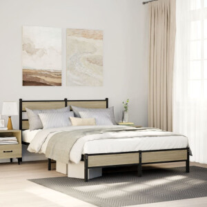 vidaXL Bedframe zonder matras hout sonoma eikenkleurig 150x200 cm
