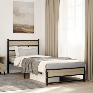 vidaXL Bedframe zonder matras metaal sonoma eikenkleurig 100x190 cm