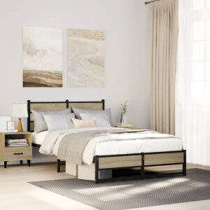 vidaXL Bedframe zonder matras metaal sonoma eikenkleurig 120x200 cm