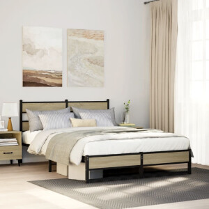 vidaXL Bedframe zonder matras metaal sonoma eikenkleurig 140x190 cm