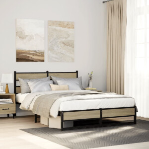 vidaXL Bedframe zonder matras metaal sonoma eikenkleurig 160x200 cm