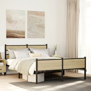 vidaXL Bedframe zonder matras hout sonoma eikenkleurig 137x190 cm