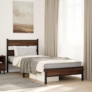 vidaXL Bedframe zonder matras bewerkt hout bruin eikenkleur 100x190 cm