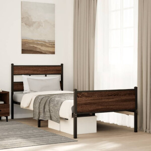 vidaXL Bedframe zonder matras bewerkt hout bruin eikenkleur 100x190 cm