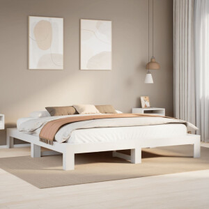 vidaXL Bedframe zonder matras massief grenenhout wit 200x200 cm