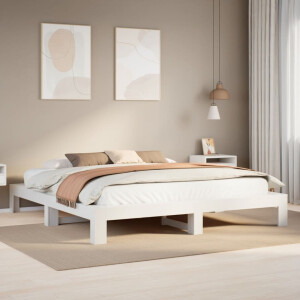 vidaXL Bedframe zonder matras massief grenenhout wit 180x200 cm
