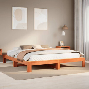 vidaXL Bedframe zonder matras massief grenenhout wasbruin 180x200 cm