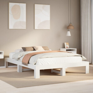 vidaXL Bedframe zonder matras massief grenenhout wit 160x200 cm