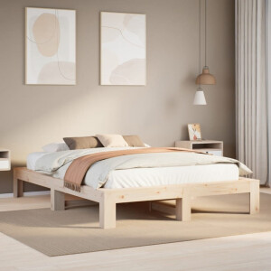 vidaXL Bedframe zonder matras massief grenenhout 140x190 cm