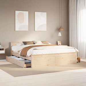 vidaXL Bedframe zonder matras met hoofdbord grenenhout 200x200 cm