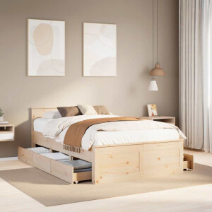 vidaXL Bedframe zonder matras met hoofdbord grenenhout 135x190 cm