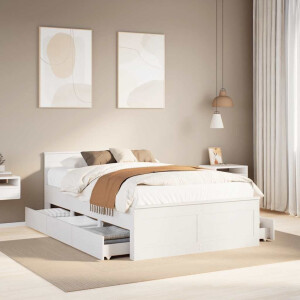 vidaXL Bedframe zonder matras met hoofdbord grenenhout wit 120x190 cm