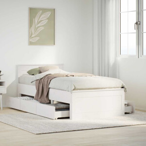 vidaXL Bedframe met hoofdbord zonder matras grenenhout wit 75x190 cm