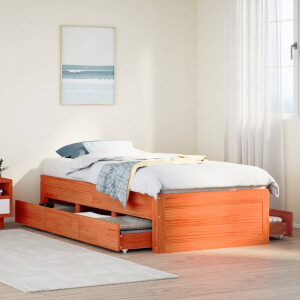 vidaXL Bedframe zonder matras met lades grenenhout wasbruin 90x200 cm