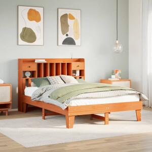 vidaXL Bedframe zonder matras massief grenenhout wasbruin 150x200 cm