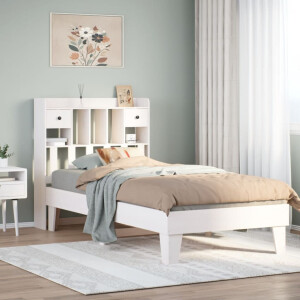 vidaXL Bedframe zonder matras massief grenenhout wit 90x200 cm