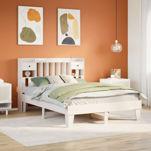vidaXL Bedframe zonder matras massief grenenhout wit 140x190 cm