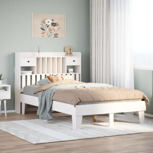 vidaXL Bedframe zonder matras massief grenenhout wit 135x190 cm
