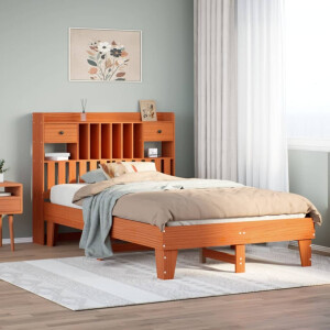 vidaXL Bedframe zonder matras massief grenenhout wasbruin 135x190 cm