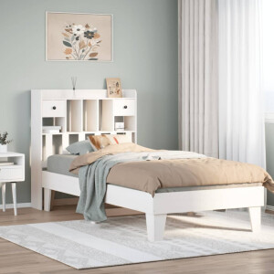 vidaXL Bedframe zonder matras massief grenenhout wit 75x190 cm