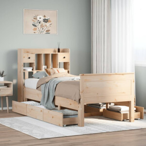 vidaXL Bed met boekenkast zonder matras massief grenenhout 90x190 cm
