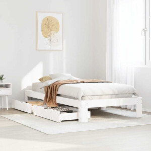 vidaXL Bedframe zonder matras massief grenenhout wit 140x200 cm