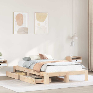 vidaXL Bedframe zonder matras massief grenenhout 135x190 cm