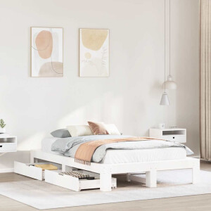 vidaXL Bedframe zonder matras massief grenenhout wit 120x190 cm