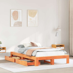 vidaXL Bedframe zonder matras massief grenenhout wasbruin 120x190 cm