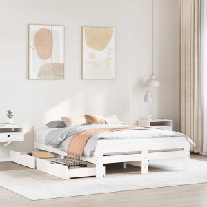 vidaXL Bedframe zonder matras massief grenenhout wit 160x200 cm