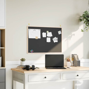 vidaXL Krijtbord met massief grenenhouten lijst 80x55 cm zwart