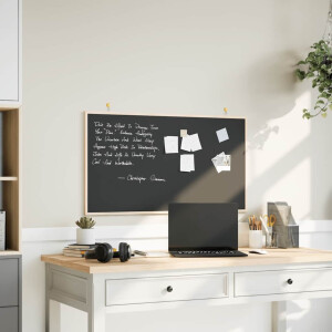 vidaXL Krijtbord met massief grenenhouten frame zwart 100x55 cm