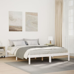 vidaXL Bedframe extra lang zonder matras grenenhout wit 160x220 cm