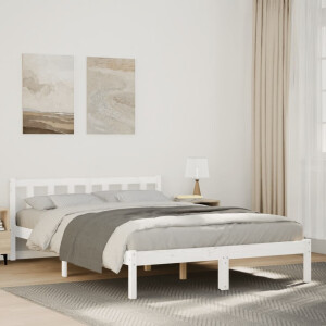 vidaXL Bedframe extra lang zonder matras grenenhout wit 160x210 cm