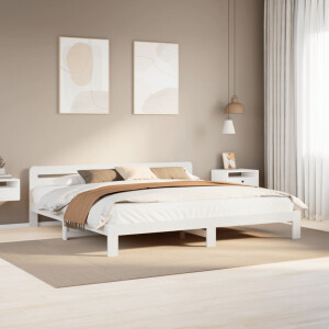 vidaXL Bedframe zonder matras massief grenenhout wit 200x200 cm