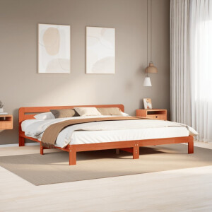 vidaXL Bedframe zonder matras massief grenenhout wasbruin 200x200 cm