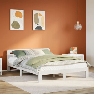 vidaXL Bedframe zonder matras massief grenenhout wit 135x190 cm
